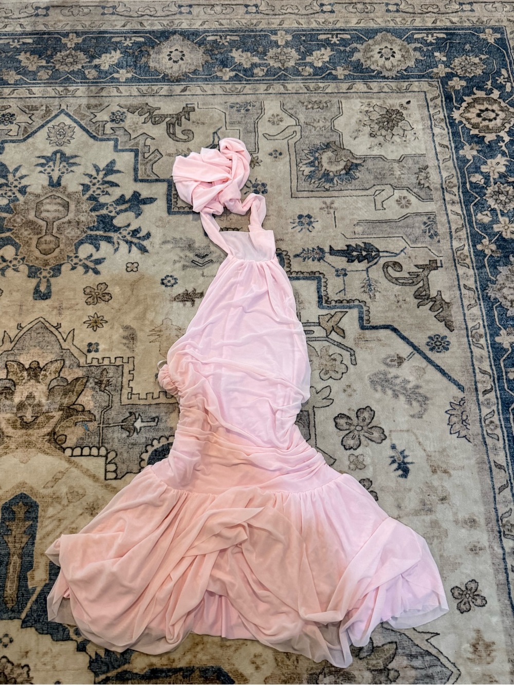 MAJORELLE Pale Pink Halter Maxi Gown